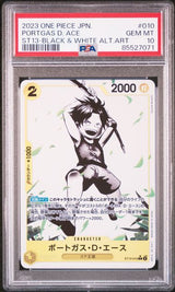 PSA 10 GEM MINT Japanese One Piece 2023 Portgas Ace ST13-010 BlackWhite Alt Art