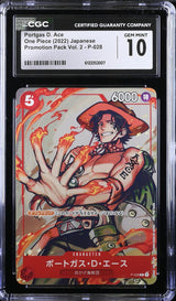 CGC 10 GEM MINT Japanese One Piece 2022 Portgas D. Ace P-028 Promotion Pack