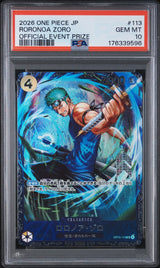 PSA 10 GEM MINT Japanese One Piece 2026 Roronoa Zoro OP15-113 OFFICIAL EVENT