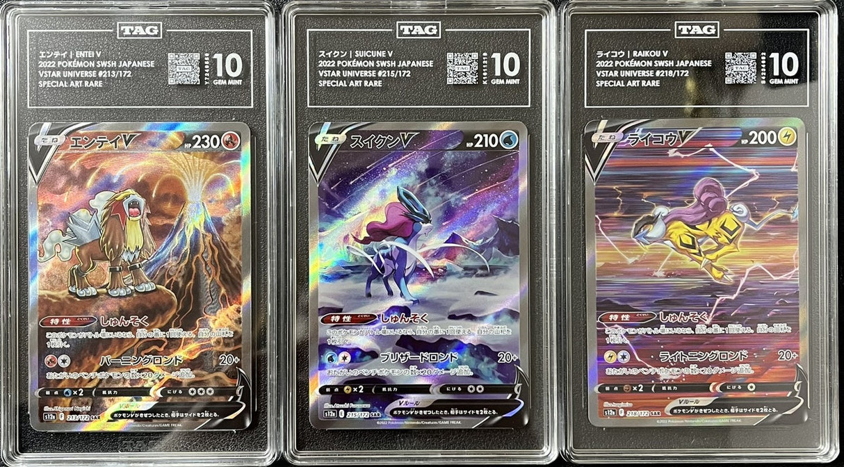 SET 3 TAG 10 Japanese Pokemon 213/172 215/172 218/172 RAIKOU SUICUNE ENTEI S12a