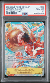 PSA 10 GEM MINT JAPANESE ONE PIECE 2026 Monkey D. Luffy OP15-119 KAMI'S ALT ART