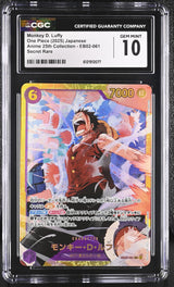 CGC 10 GEM MINT JAPANESE ONE PIECE 2025 Monkey D. Luffy EB02-061 Anime 25th