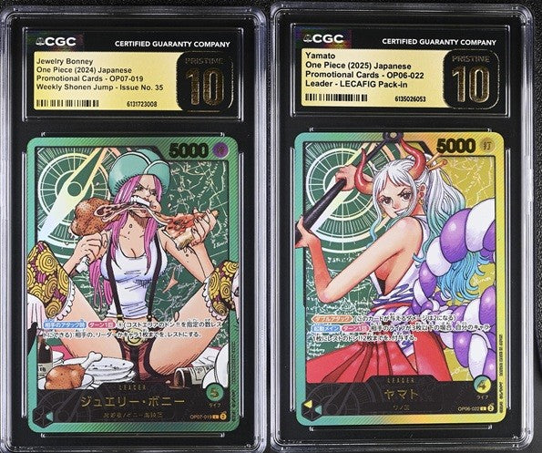 SET 2 CGC 10 PRISTINE JAPANESE ONE PIECE YAMATO&JEWELRY BONNEY OP07-019 OP06-022