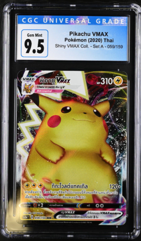 THAI Language Pokemon 2020 CGC 9.5 Gem Mint Pikachu VMAX 059/159 Shiny VMAX Coll