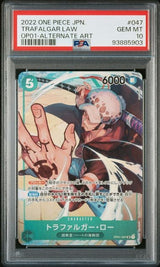 PSA 10 GEM MINT JAPANESE ONE PIECE 2022 TRAFALGAR LAW OP01-047 ALTERNATE ART