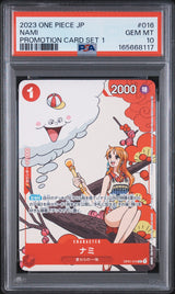 PSA 10 GEM MINT JAPANESE ONE PIECE 2023 NAMI OP01-016 PROMOTION CARD SET 1