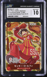 CGC 10 GEM MINT Japanese One Piece 2024 MONKEY D. LUFFY P-080 BANDAI CARD GAMES