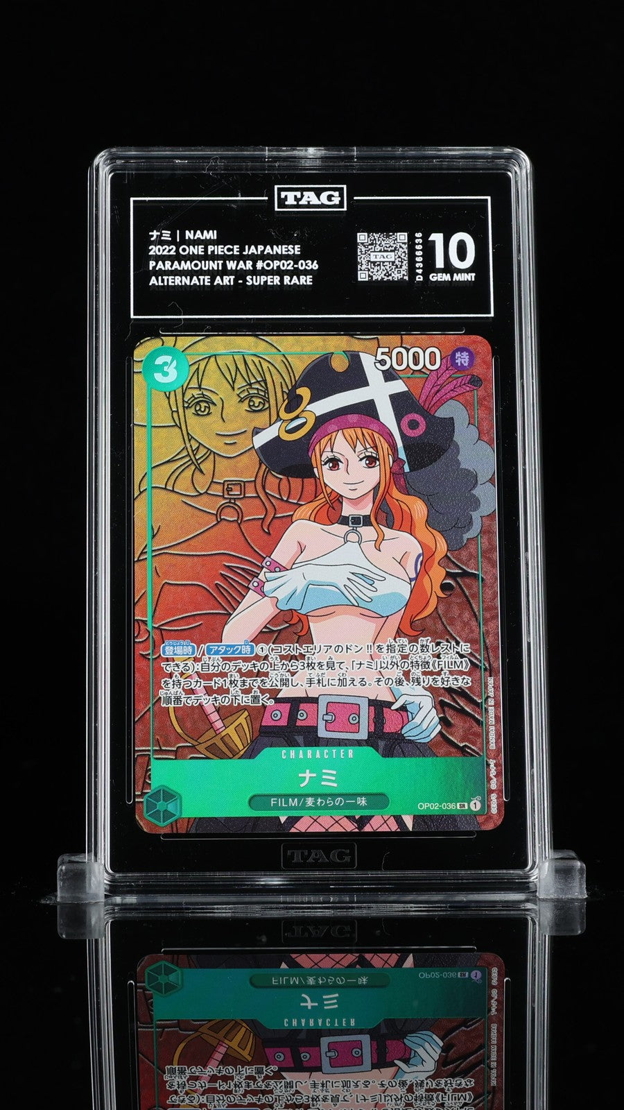 TAG 10 GEM MINT JAPANESE ONE PIECE 2022 Nami OP02-036 Paramount War Alt Art SR