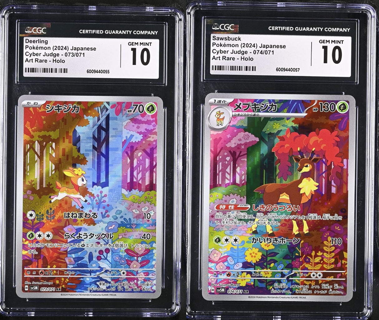 SET 2 CGC 10 GEM MINT Japanese Pokemon Deerling 073/071 Sawsbuck 074/071 AR sv5M