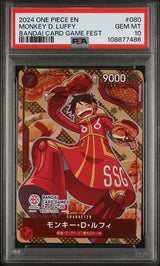 PSA 10 GEM MINT Japanese One Piece 2024 MONKEY D. LUFFY P-080 BANDAI GAMES FEST