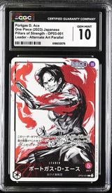 CGC 10 GEM MINT JAPANESE ONE PIECE 2023 PORTGAS D. ACE OP03-001 ALTERNATE ART
