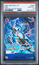 PSA 10 GEM MINT JAPANESE ONE PIECE 2026  ENEL OP15-060  OFFICIAL EVENT PRIZE