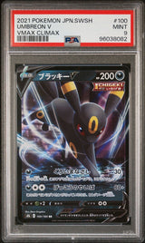 PSA 9 MINT JAPANESE POKEMON 2021 UMBREON V 100/184 VMAX CLIMAX s8b