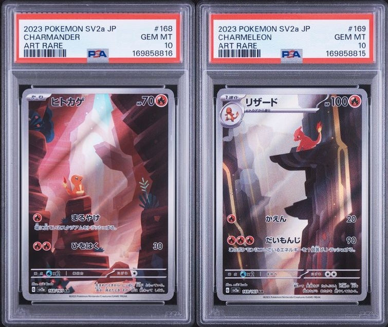 SET 2 PSA 10 GM MINT Japanese PKM Charmander Charmeleon 168 169/165 SV2a REV SEQ