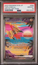 PSA 10 GEM MINT JAPANESE POKEMON 2023 TAPU KOKO EX 086/062 SPECIAL ART RARE Sv3a