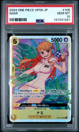 PSA 10 GEM MINT JAPANESE ONE PIECE 2024 NAMI OP08-106 TWO LEGENDS