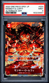 PSA 9 MINT JAPANESE ONE PIECE 2022 MONKEY LUFFY OP01-024 ROMANCE SR ALT ART