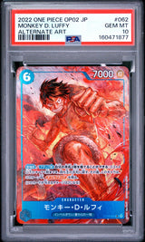 PSA 10 GEM MINT JAPANESE ONE PIECE 2022 Monkey D. Luffy OP02-062 Alternate Art