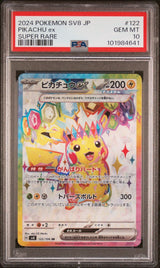 PSA 10 GEM MINT Japanese Pokemon Card 2024 Pikachu ex 122/106 Super Electric SV8