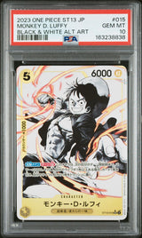 PSA 10 GEM MINT Japanese ONE PIECE 2023 MONKEY D. LUFFY ST13-015 BLACK & WHITE