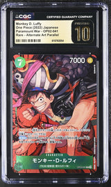 CGC 10 PRISTINE JP One Piece 2022 Monkey D. Luffy OP02-041 Alt Art Parallel