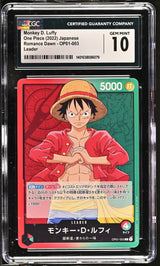 CGC 10 GEM MINT Japanese ONE PIECE 2022 MONKEY D. LUFFY OP01-003 ROMANCE DAWN