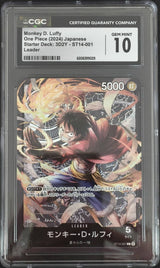 CGC 10 GEM MINT JAPANESE ONE PIECE 2024 Monkey D. Luffy ST14-001 L Start Deck 3D