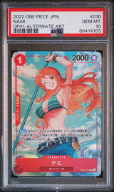 PSA 10 GEM MINT JAPANESE ONE PIECE 2022 NAMI OP01-016 ALTERNATE ART