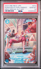 PSA 10 GEM MINT JAPANESE ONE PIECE 2024 DONQUIXOTE DOFLAMINGO OP01-073 SPECIAL