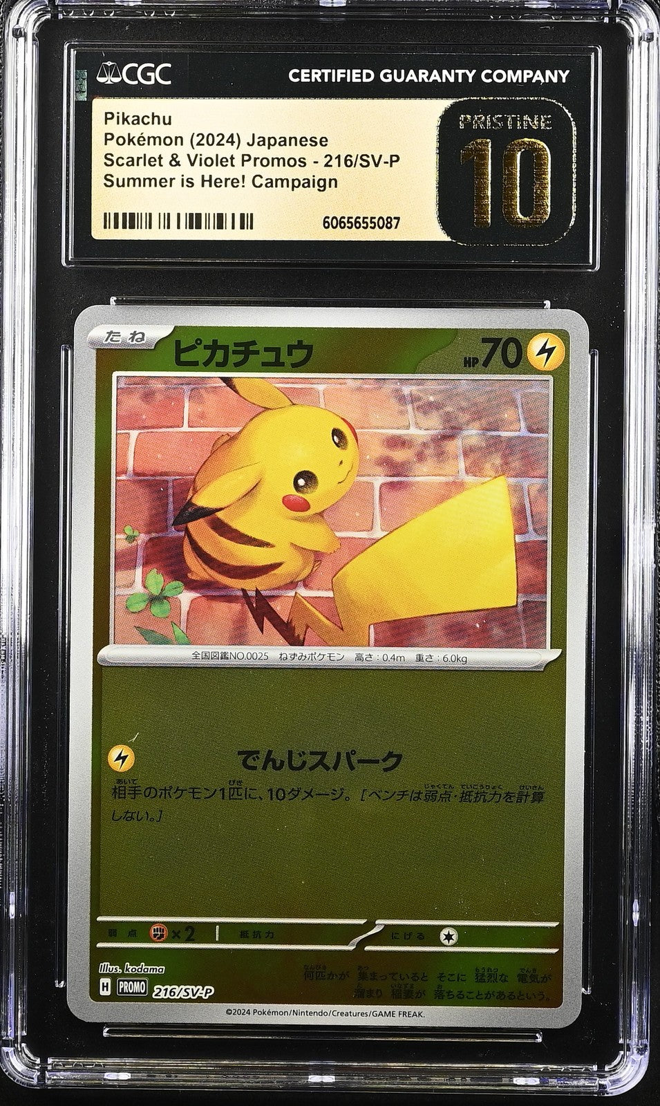 CGC 10 PRISTINE Japanese Pokemon 2024 Pikachu 216/SV-P Reverse Holo PROMO