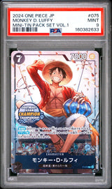 PSA 9 MINT JAPANESE ONE PIECE 2024 Monkey D. Luffy P-075 Mini-tin Pack VOL1