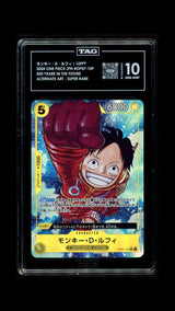 TAG 10 GEM MINT Japanese Pokemon 2024 Monkey D. Luffy OP07-109 ALTERNATE ART