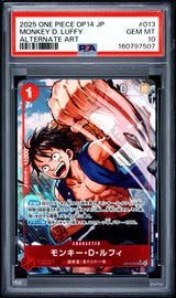 PSA 10 GEM MINT Japanese One Piece 2025 Monkey Luffy OP14-013 Parallel The Azure