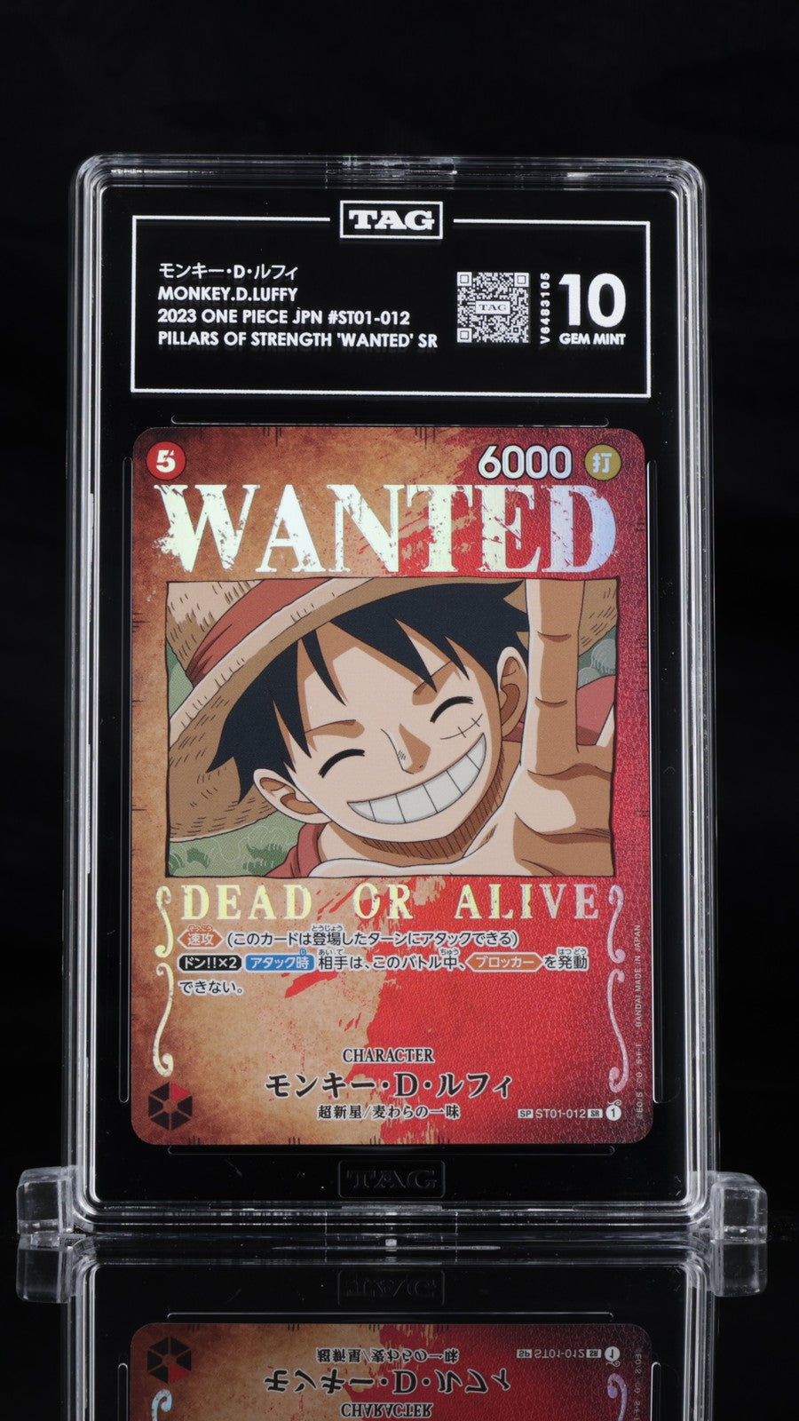 TAG 10 GEM MINT Japanese One Piece 2023 Monkey Luffy ST01-012 Wanted Dead SR