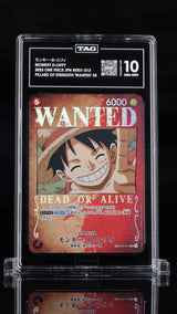 TAG 10 GEM MINT Japanese One Piece 2023 Monkey Luffy ST01-012 Wanted Dead SR