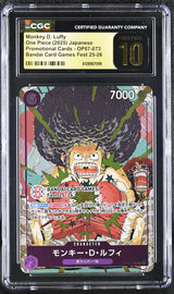 CGC 10 PRISTINE Japanese One Piece 2025 Monkey D. Luffy OP07-073 Card Games Fest