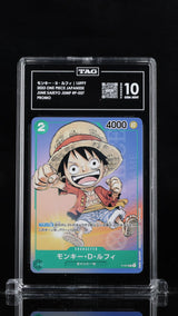 TAG 10 GEM MINT JAPANESE ONE PIECE 2023 MONKEY D. LUFFY P-037 SAIKYO JUMP-JUNE