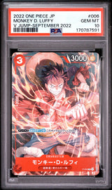PSA 10 GEM MINT Japanese One Piece 2022 Monkey D. Luffy P-006 Promotional Cards