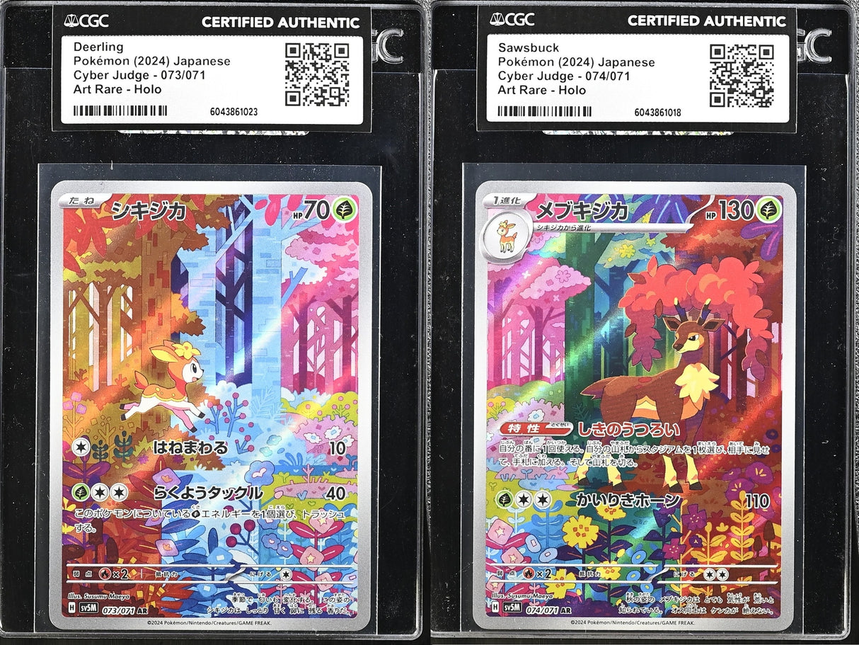 SET 2 JapanesePokemon Deerling&Sawsbuck 073 074 SV5M CGC AUTHENTIC SEALED SLEEVE