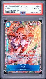 PSA 10 GEM MINT Japanese One Piece 2025 NAMI OP11-054 Alternate Art Parallel