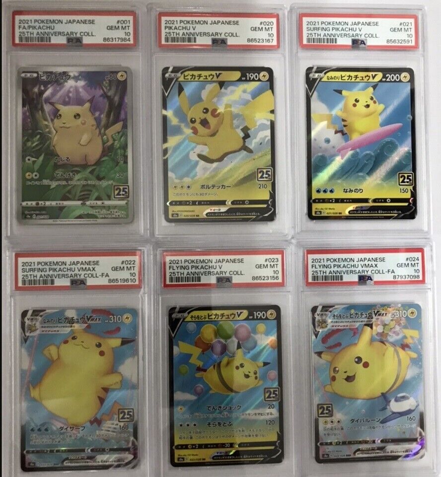 PSA 10 MINT SET 6 JAPANESE POKEMON 2021 PIKACHU 001 020 021 022 023 024/028 S8a