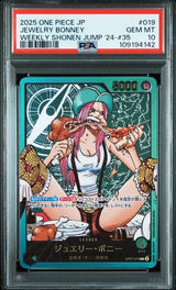 PSA 10 GEM MINT JAPANESE ONE PIECE 2025 JEWELRY BONNEY OP07-019 WEEKLY SHONEN