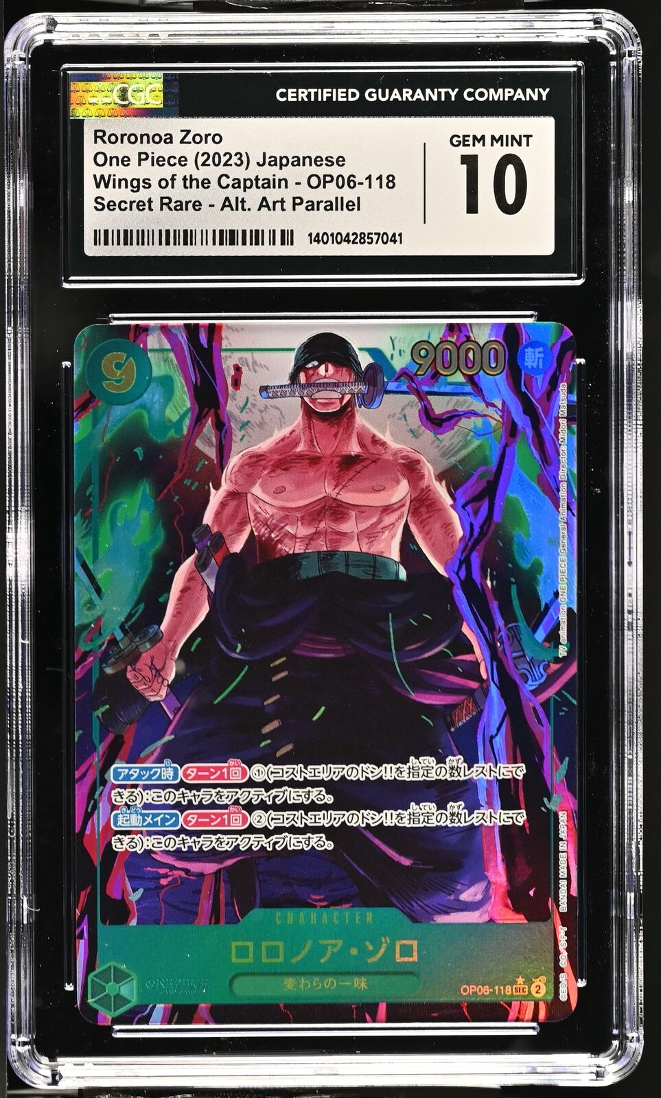 CGC 10 GEM MINT Japanese One Piece 2023 Roronoa Zoro OP06-118 ALTERNATE ART