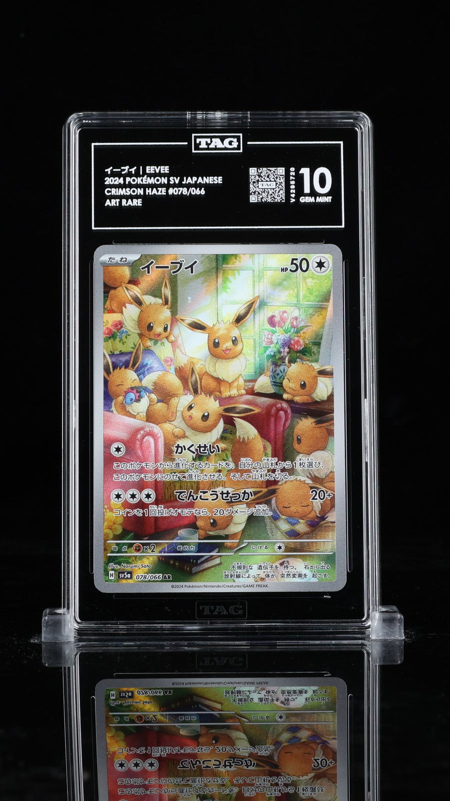 TAG 10 GEM MINT Japanese Pokemon 2024 EEVEE 078/066 SV5a ART RARE