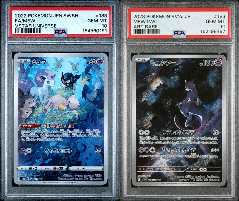 SET 2 PSA 10 GEM MINT Japanese Pokemon Mew & Mewtwo 183/172 S12a 183/165 SV2a