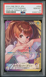 PSA 10 GEM MINT JAPANESE ONE PIECE 2024 CHARLOTTE PUDDING OP08-058 ALTERNATE ART