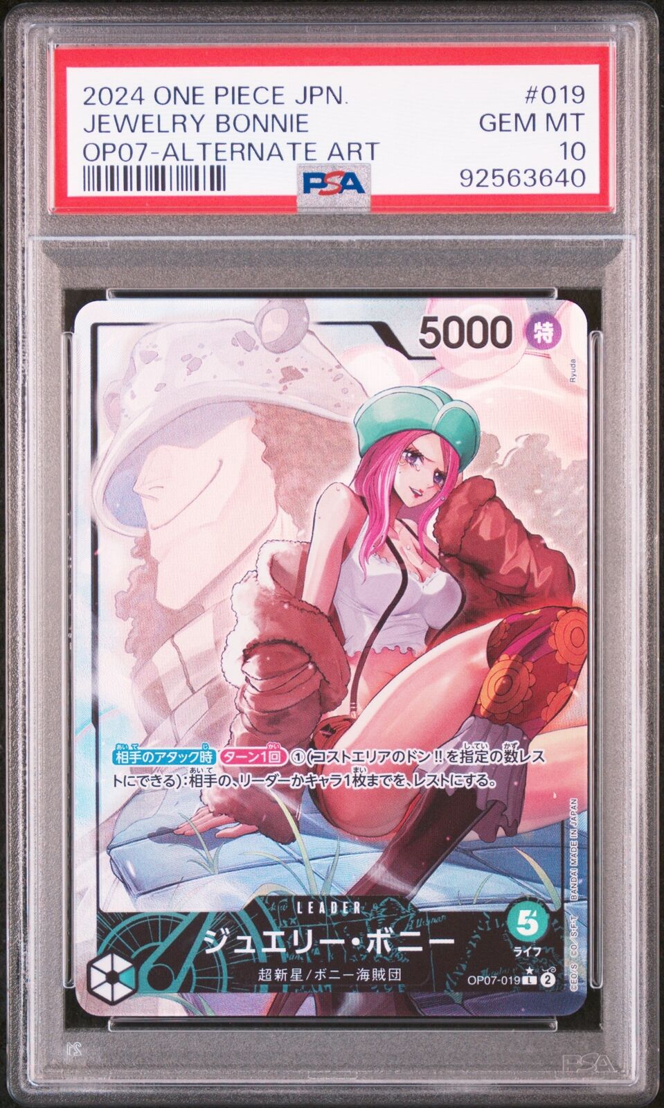 PSA 10 GEM MINT JAPANESE ONE PIECE 2024 JEWELRY BONNEY OP07-019 ALTERNATE ART