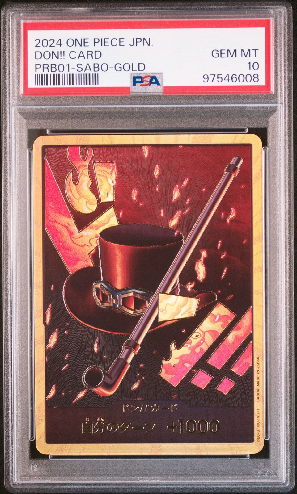 PSA 10 MINT JAPANESE ONE PIECE 2024 DON!! CARD PRB01-SABO-GOLD