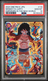 PSA 10 GEM MINT JAPANESE ONE PIECE 2024 Monkey D. Luffy OP09-119 A NEW EMPEROR