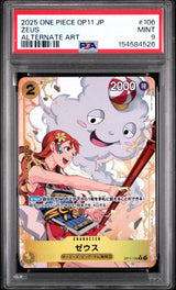 PSA 9 MINT JAPANESE ONE PIECE 2025 Zeus Nami OP11-106 ALTERNATE ART